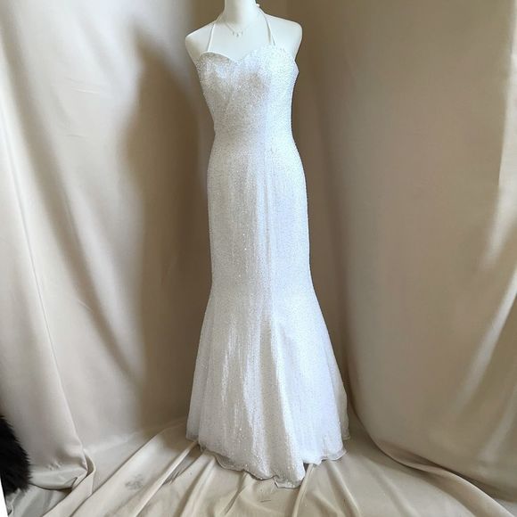 Dresses & Skirts - White mermaid silk fully beaded gown